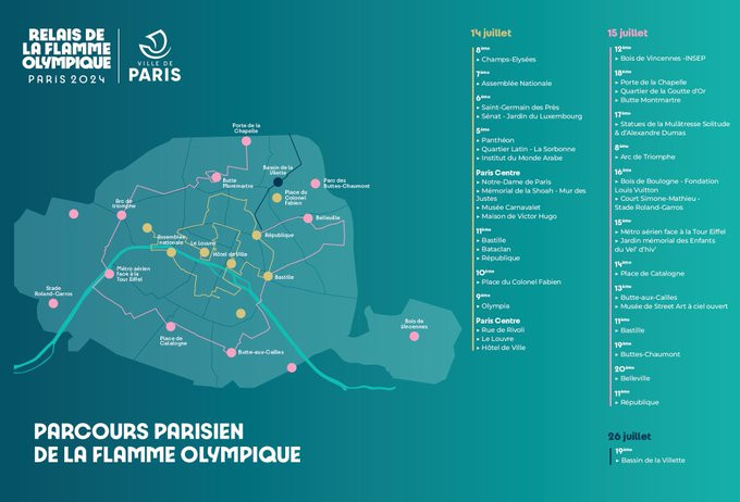 The Relay across Paris on July 14,15, 2024 is expected to involve 240 Torchbearers©Paris 2024