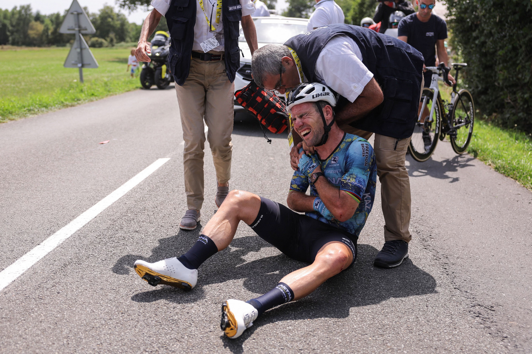 Cavendish crashes out of Tour de France to end record hopes on stage eight won by Pedersen