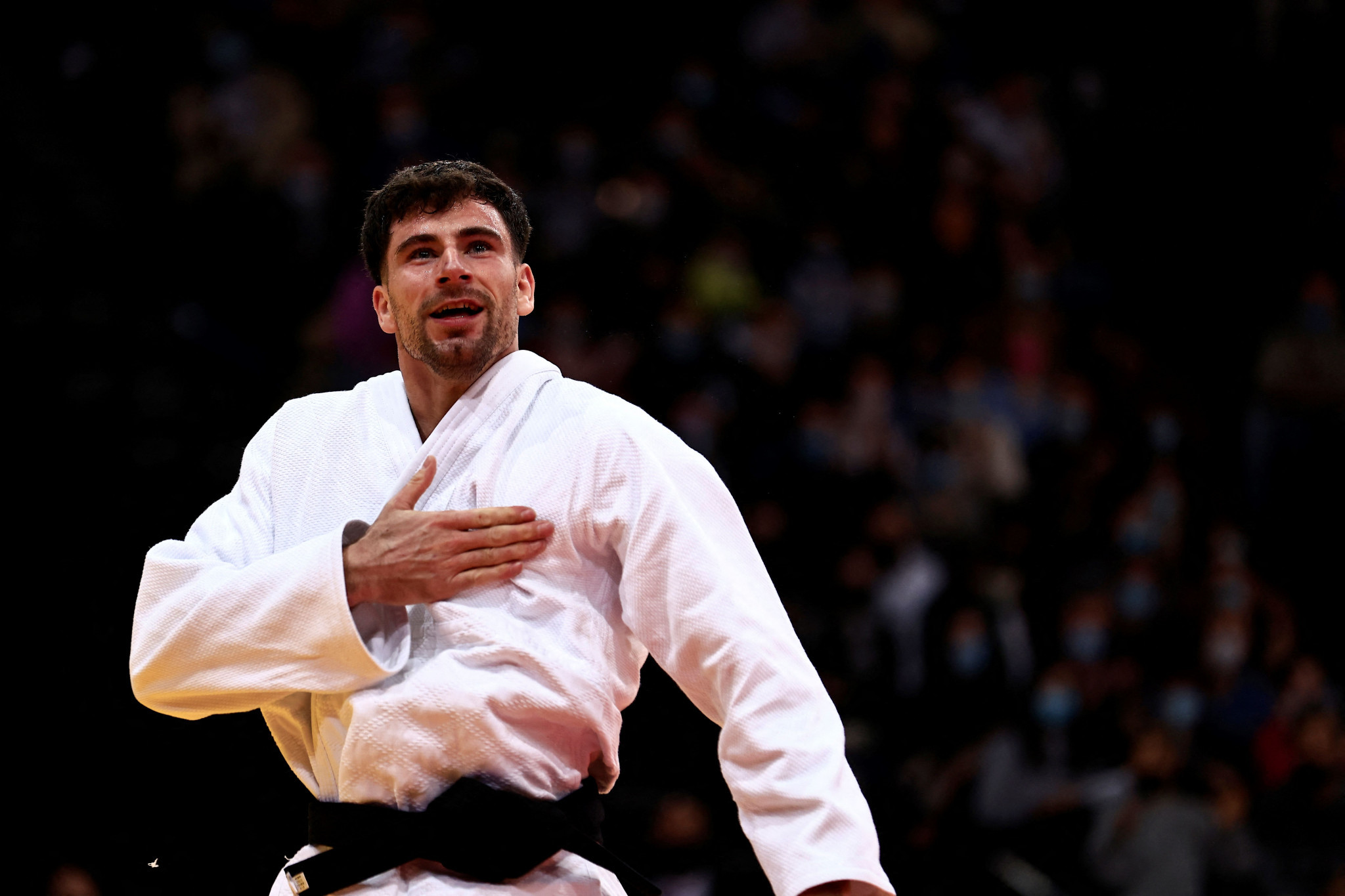 Ugo Legrand will have to usurp Benjamin Axus, pictured, as France's men's under-73kg number one to compete at Paris 2024 ©Getty Images