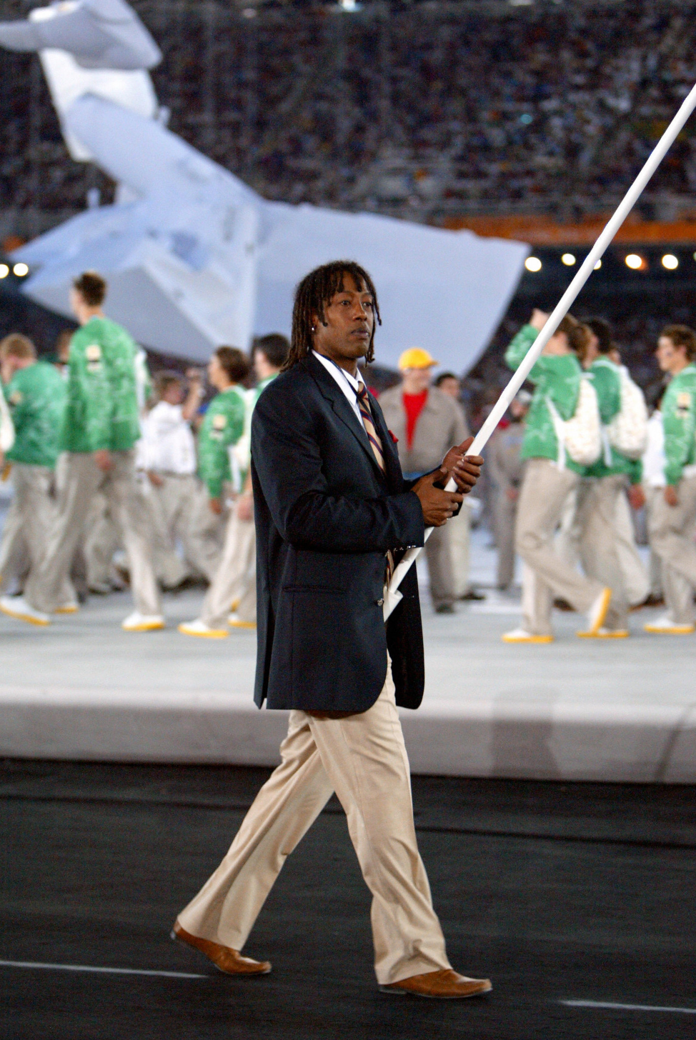Jackson Richardson carried France's flag during the Opening Ceremony of the 2004 Olympic Games in Athens ©Getty Images