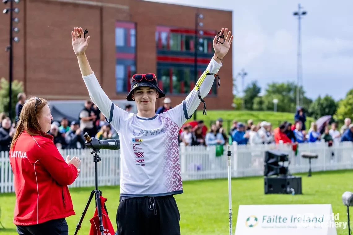 Romans Sergejevs registered two perfect sets to win Latvia's first gold medal ©World Archery