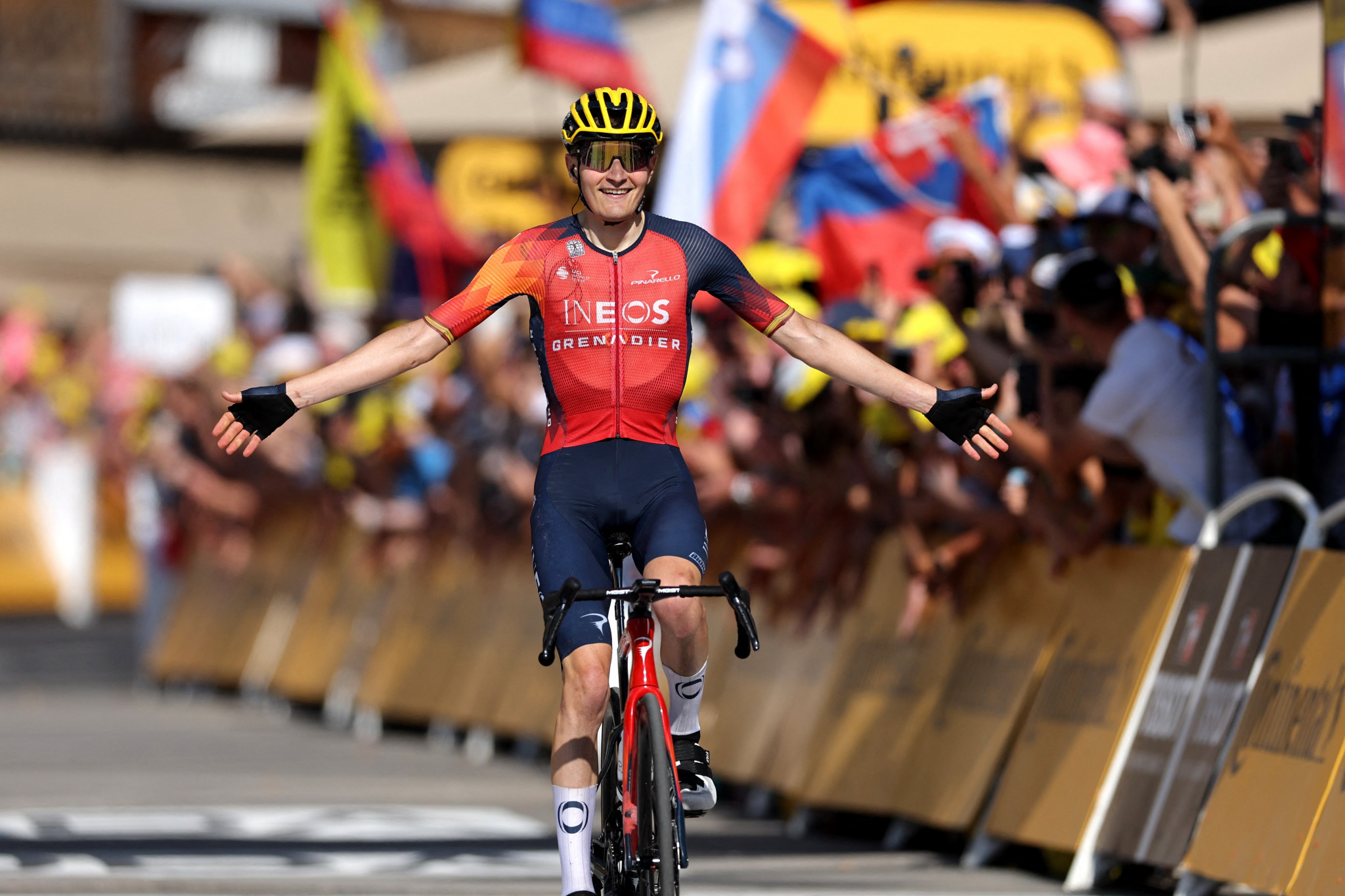 Spain’s Carlos Rodriguez celebrates after winning stage 14 ©Getty Images