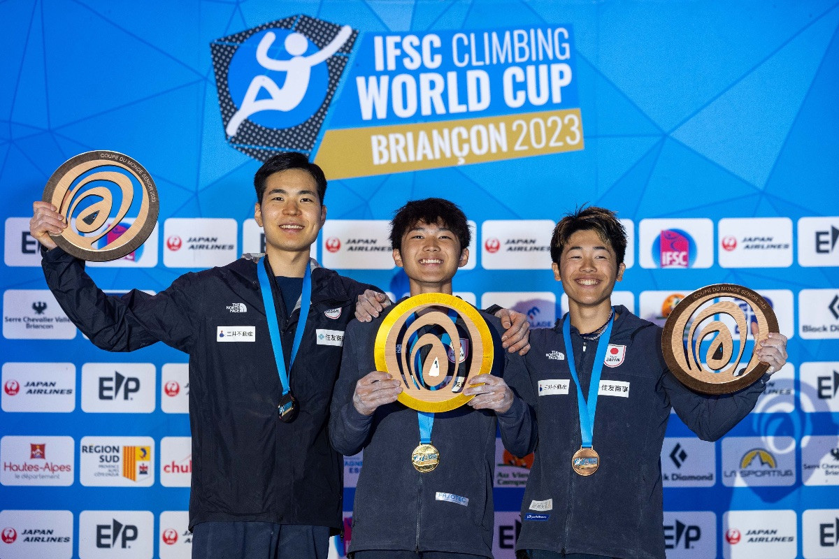 Japanese men sweep lead podium at IFSC World Cup in Briançon