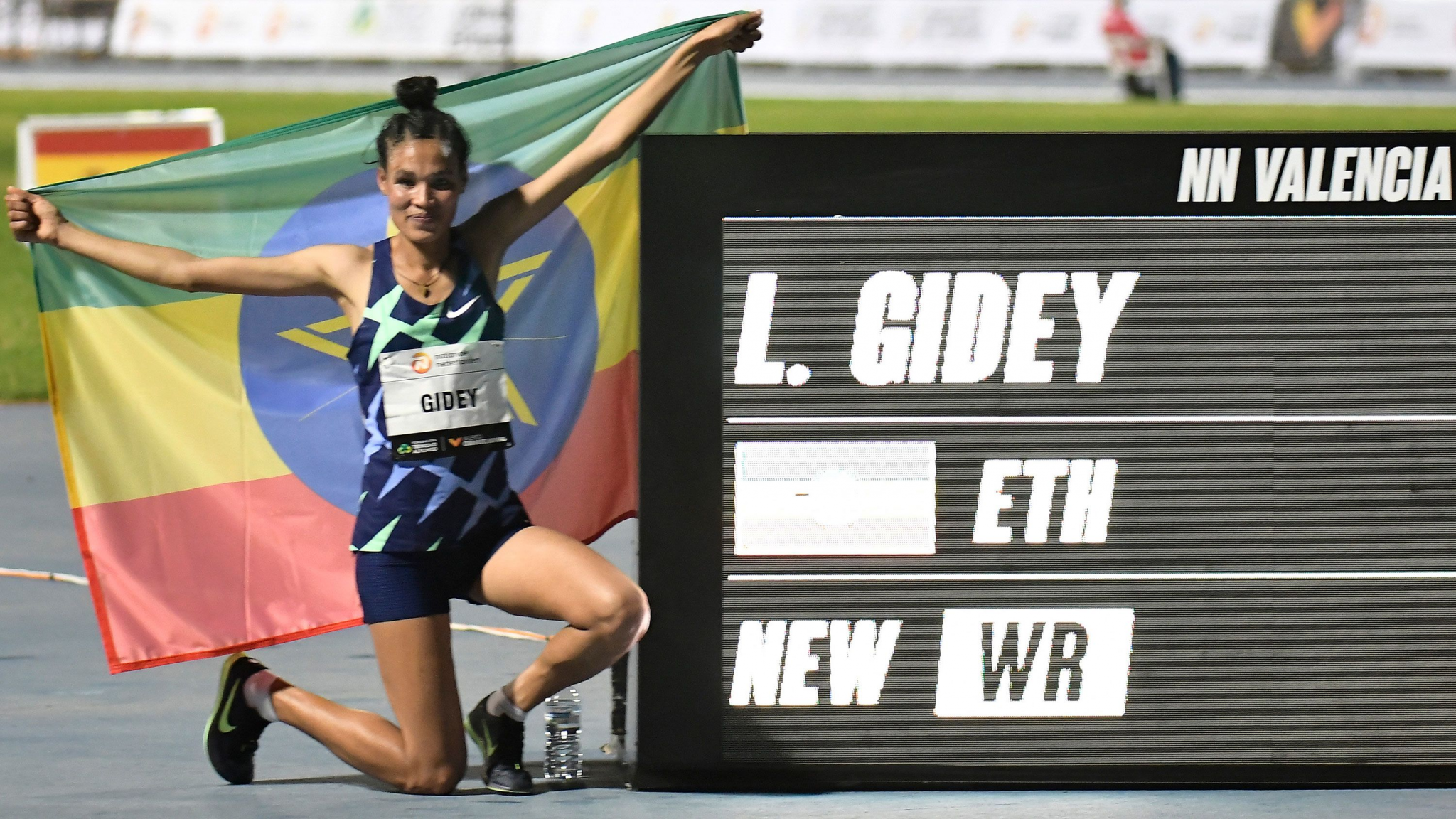 Ethiopia's Letesenbet Gidey utilised Wavelight technology when she broke the world record for 5,000m at Valenica in 2020 ©Getty Images