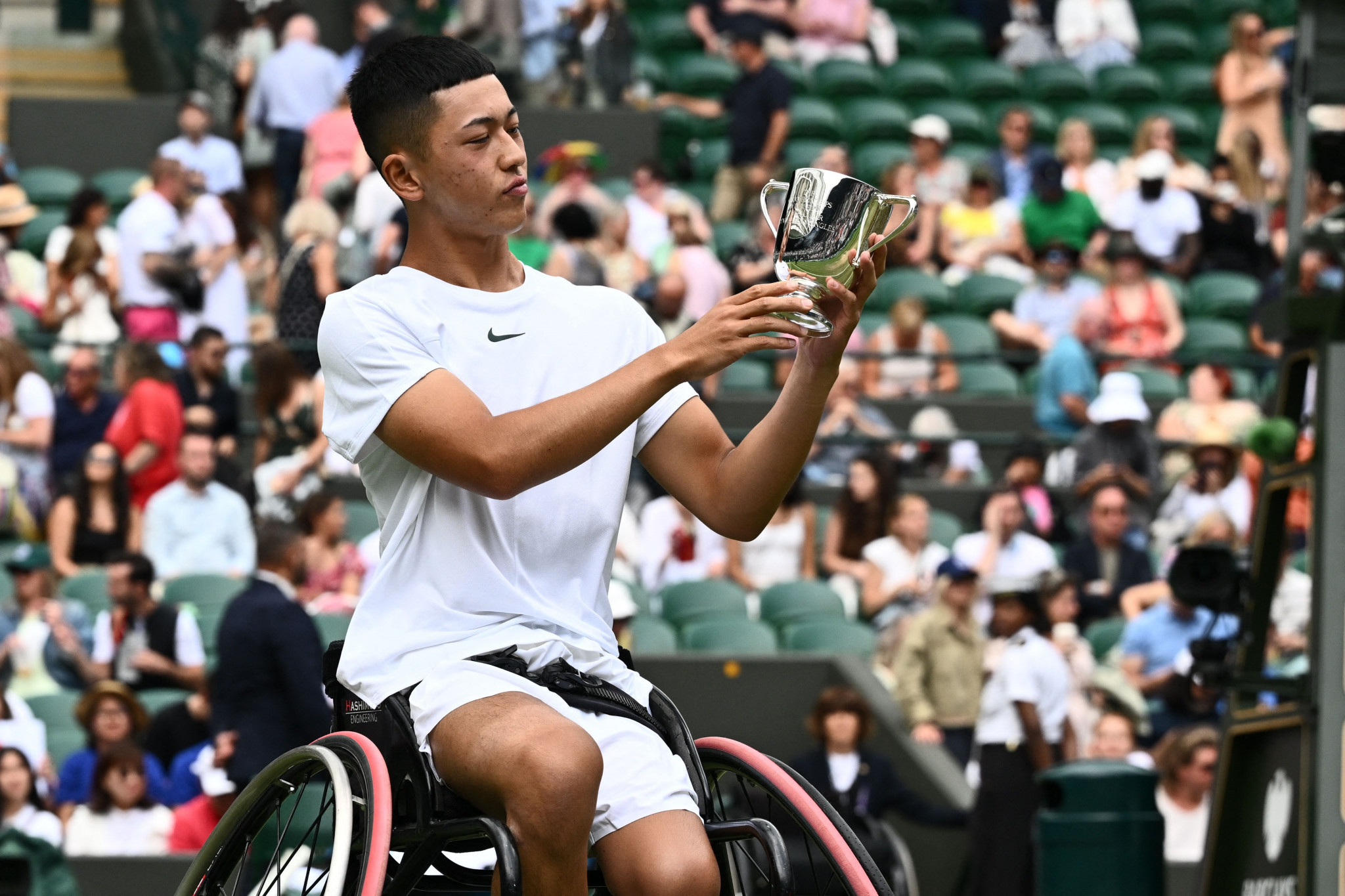 Tokito Oda of Japan won the men's wheelchair singles title at the age of 17 ©Getty Images