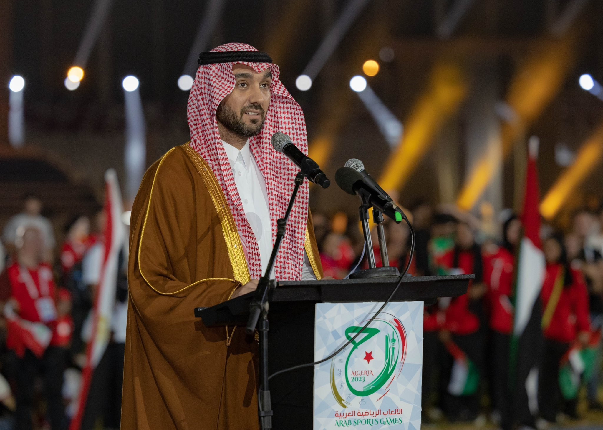 UANOC President Prince Abdulaziz bin Turki Al Faisal announced his native Saudi Arabia as the host of the 2027 Pan Arab Games at the Closing Ceremony of Algeria 2023 ©SOPC