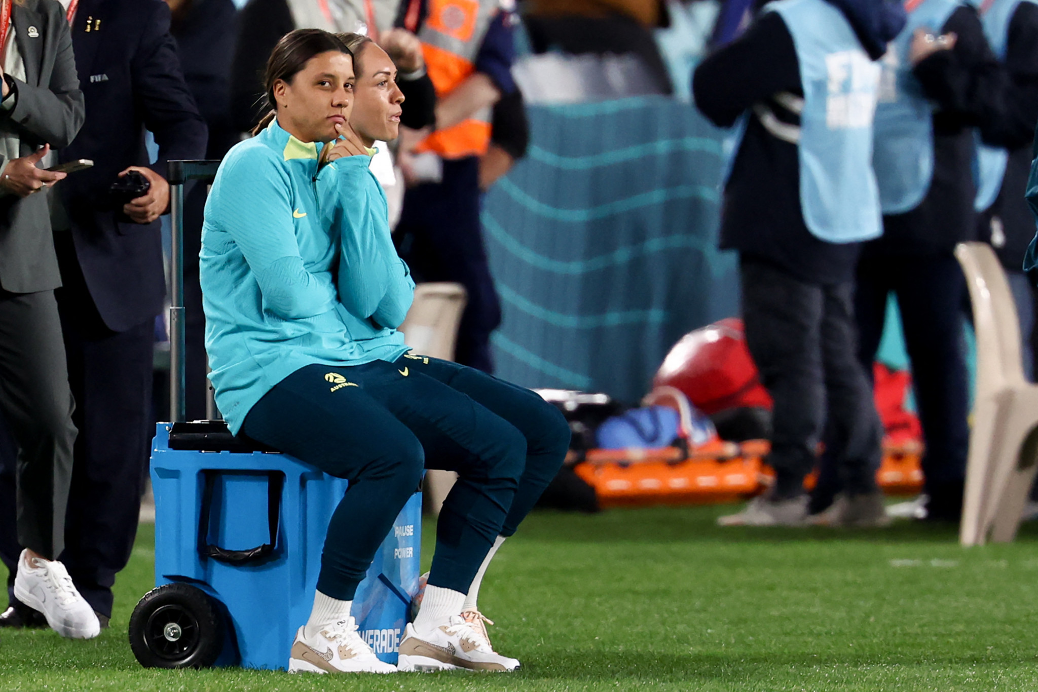 It was announced shortly before kick-off that Australia's captain and all-time record goalscorer Sam Kerr, left, would miss her team's first two matches ©Getty Images