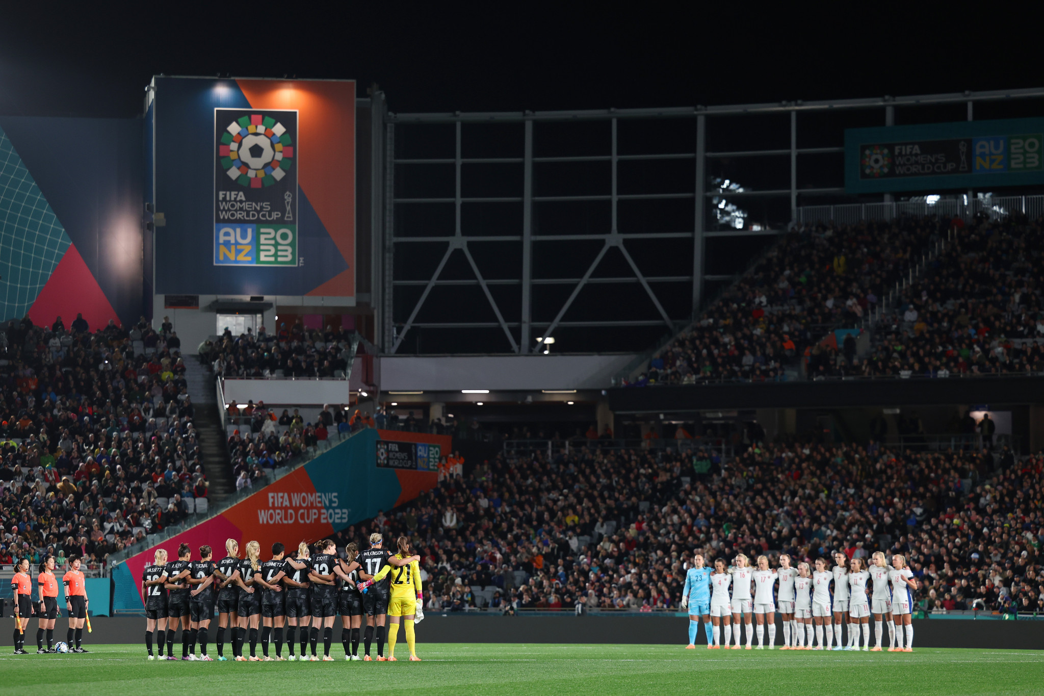 A moment's silence was held prior to kick-off between New Zealand and Norway to honour the two people shot dead in Auckland earlier in the day ©Getty Images