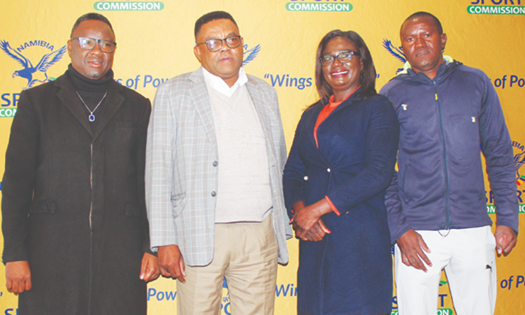 Namibian Taekwondo Federation President and Executive Committee member Basilius Karupu Sieggie Veii-Mujoro, in the centre, have big plans for the sport in the African country ©NSC