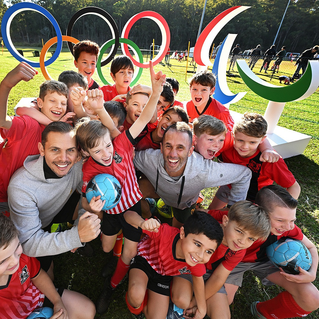 Youngsters took pictures with the two symbols and participated in several activities to celebrate nine years to go until Brisbane 2032 ©Australian Olympic Committee