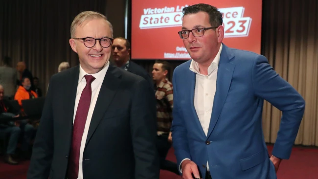 Australia's Prime Minister Anthony Albanese, left, has faced criticism from opposition parties who claim he has not done enough following the announcement by Victoria Premier Daniel Andrews, right, that they were withdrawing as 2026 Commonwealth Games hosts ©Getty Images