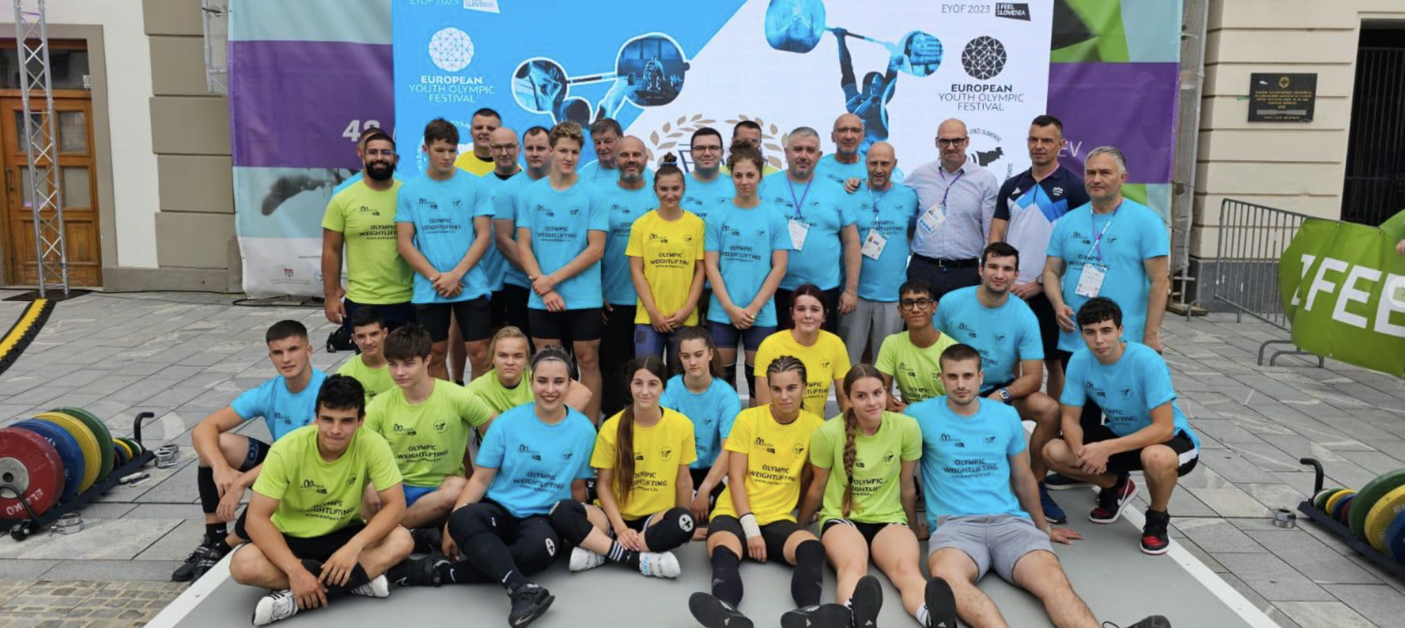 Participants in the weightlifting demonstration event as part of EYOF 2023 helped to 