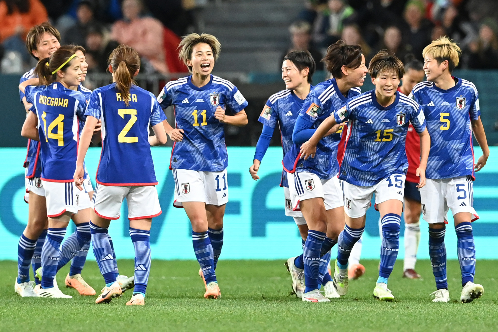 Aoba Fujino, second from right, became the first teenager to score for Japan at the Women's World Cup at 19 years of age ©Getty Images
