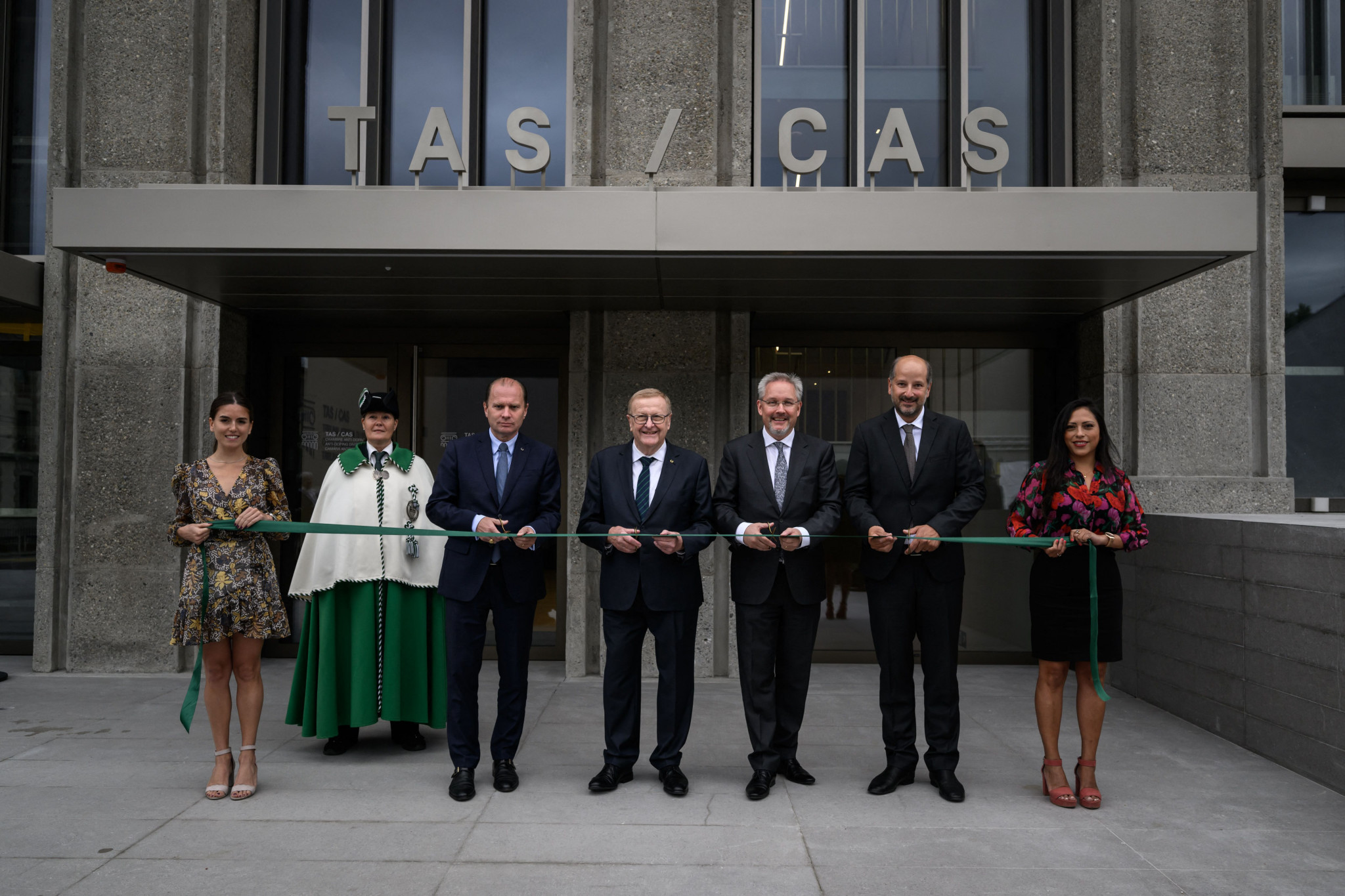 ICAS President John Coates, centre, inaugurated the new CAS headquarters in Lausanne in June 2022 ©Getty Images