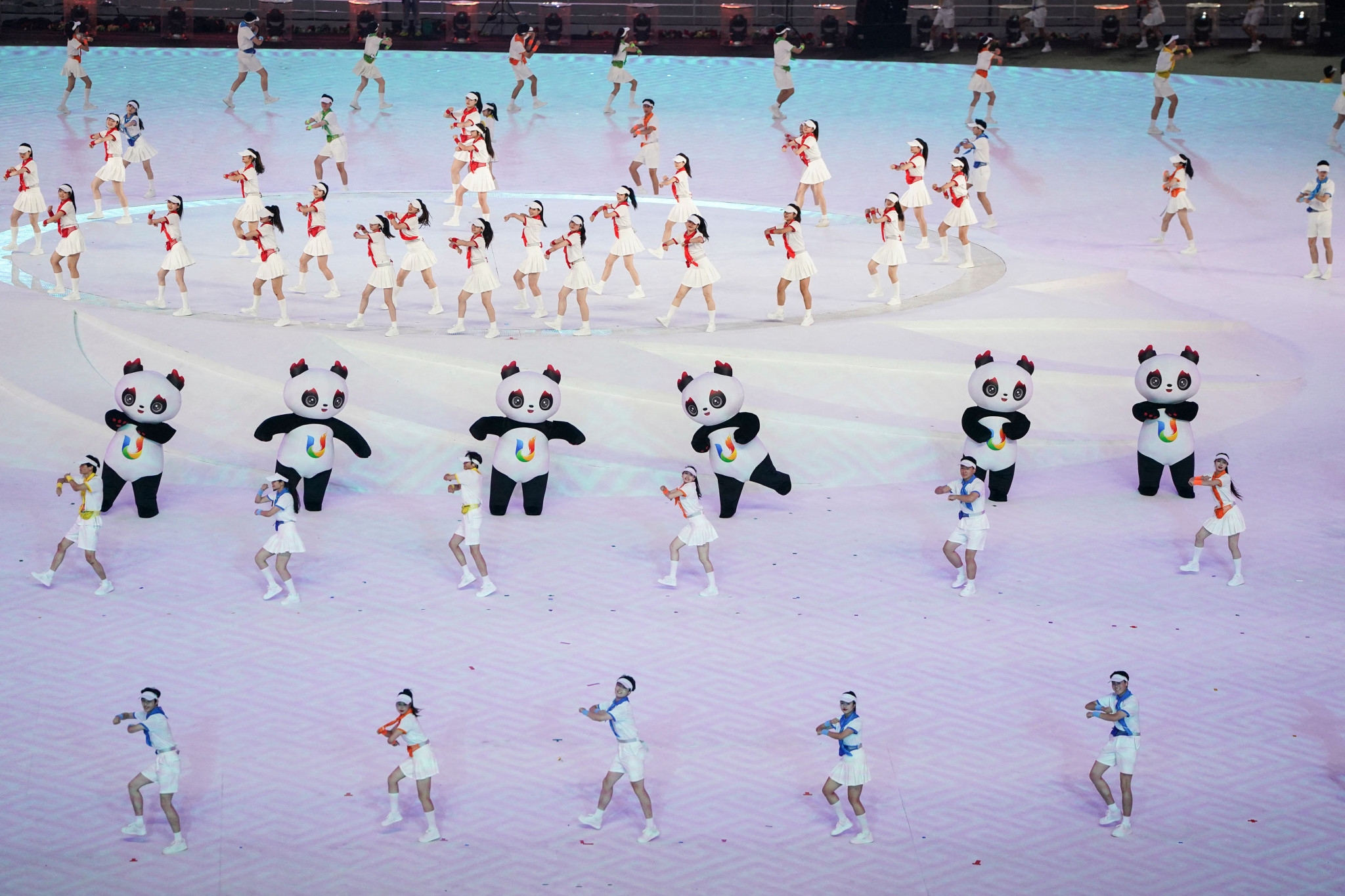 The Opening Ceremony included odes to the panda culture in Chengdu and the FISU Games mascot Rongbao ©Getty Images