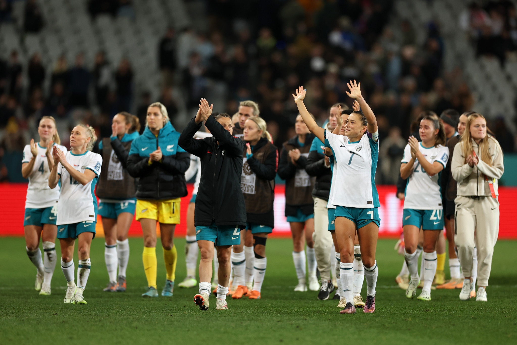 New Zealand's players applaud their fans after exiting the World Cup at the group stage following a 0-0 draw with Switzerland ©Getty Images