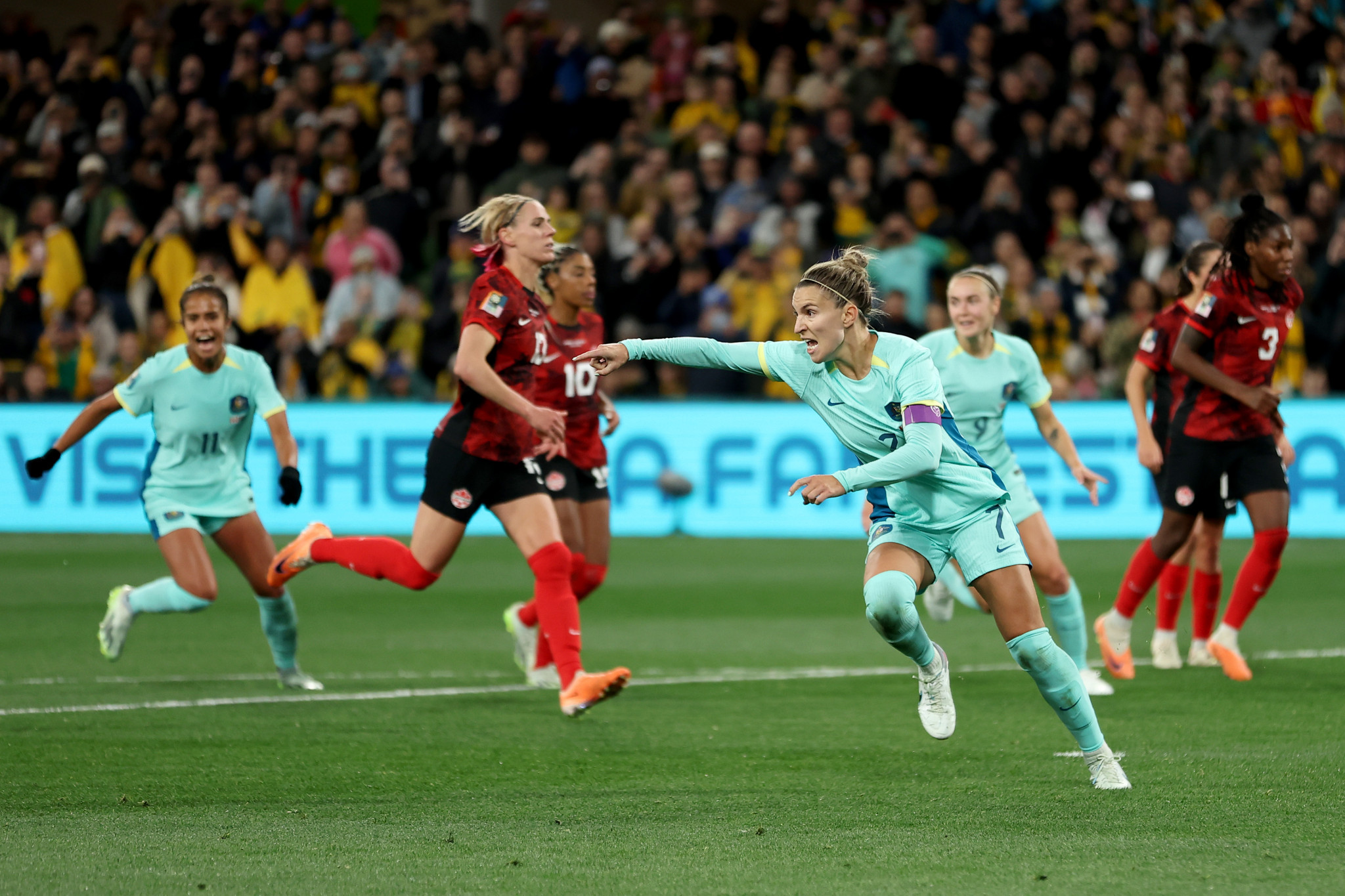 Free-to-air Channel Seven broadcast all three of Australia's group matches at the FIFA Women's World Cup, including today's vital 4-0 victory over Canada in Melbourne ©Getty Images