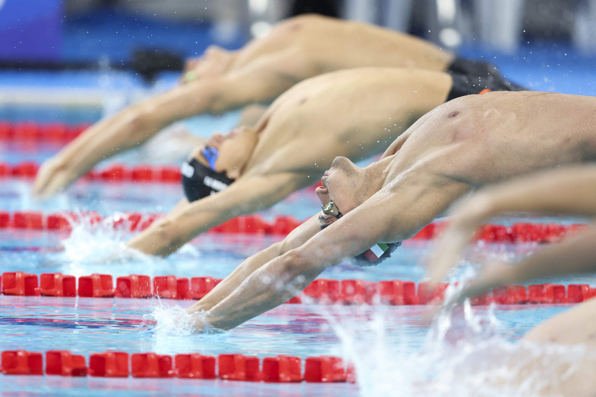 Action from the men's 100 metres backstroke swimming final ©FISU
