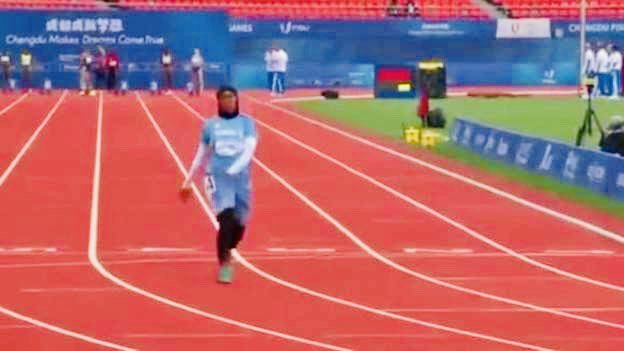 Somalia's Nasra Abubakar Ali finished the women's 100m heat in 21.81sec ©Twitter