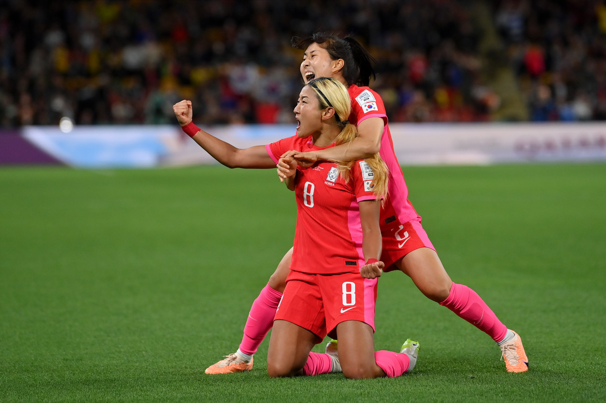 Cho So-hyun, number eight, gave the South Koreans an early lead against Germany ©Getty Images