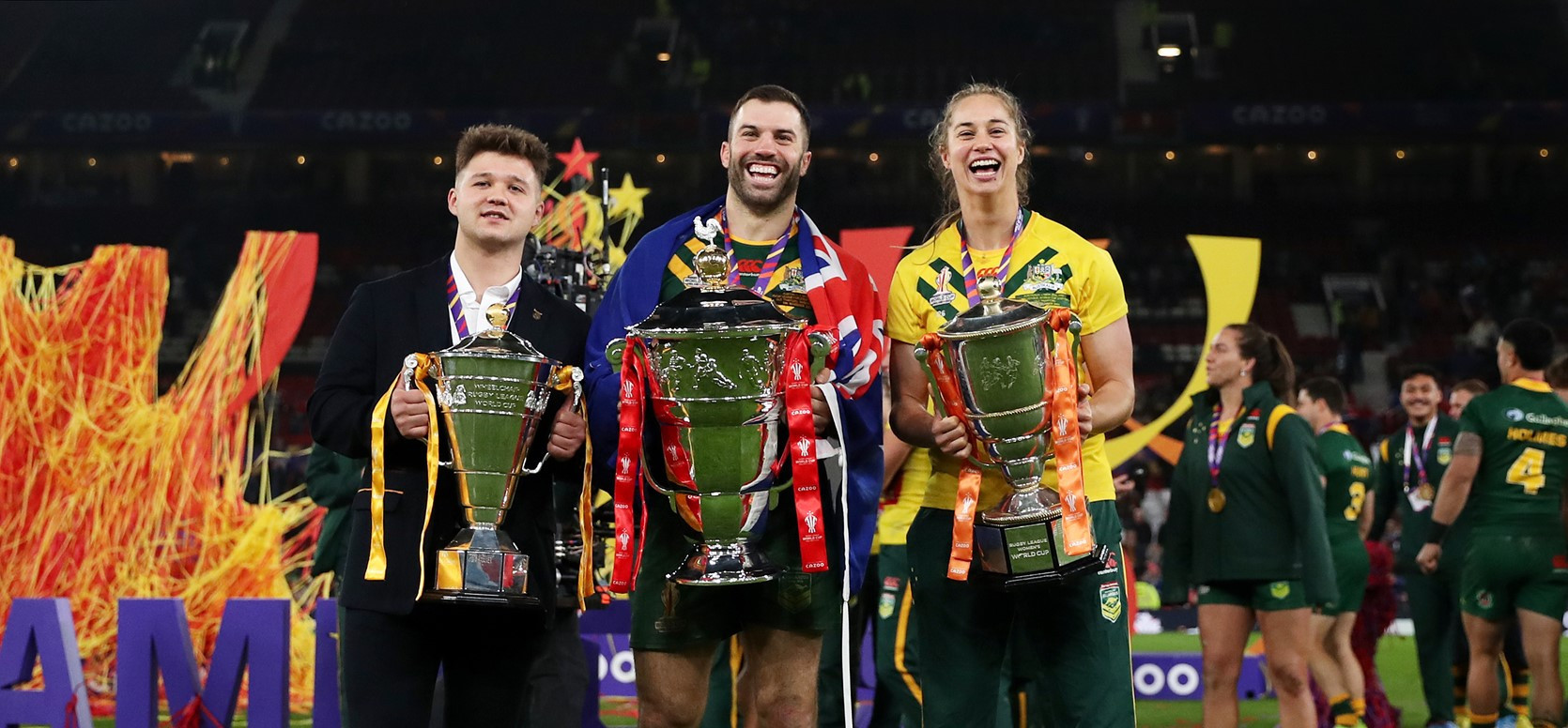 The last Rugby League World Cup, held in England last year, featured tournaments involving men and women and wheelchair athletes ©Getty Images