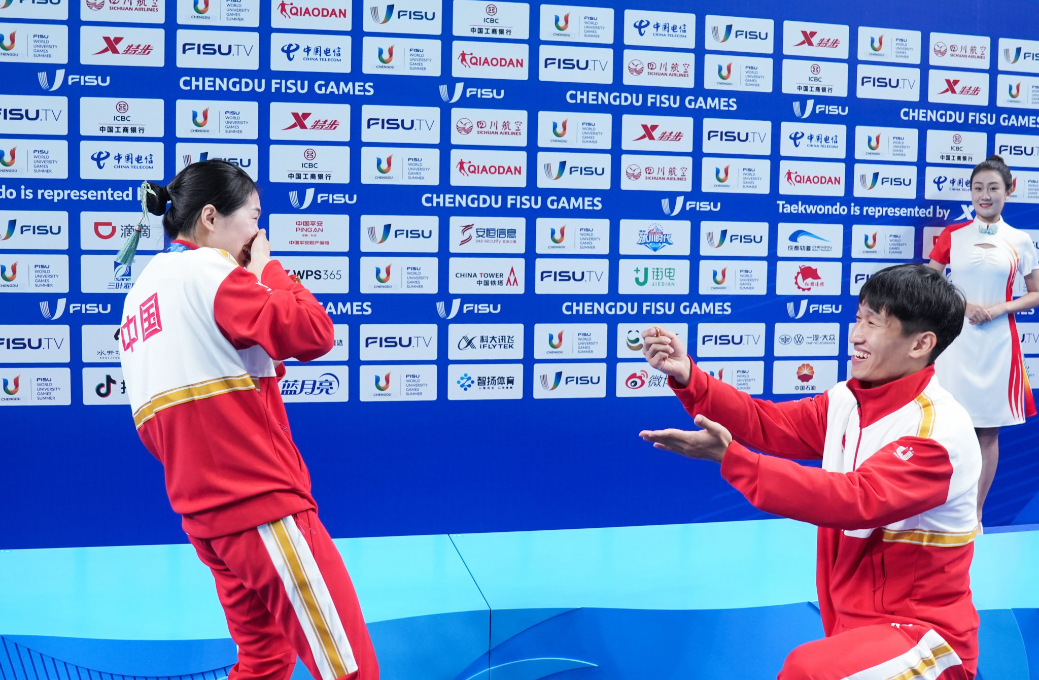Liang accepts marriage proposal after winning taekwondo gold at Chengdu 2021