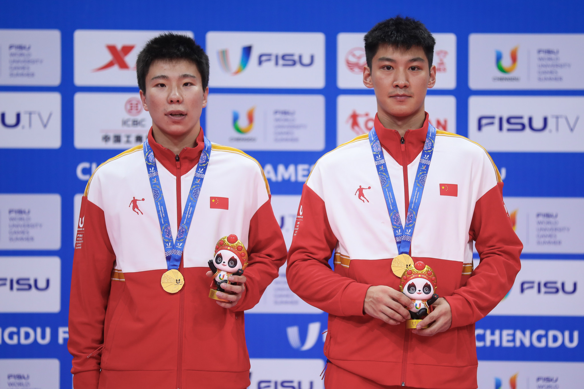 China won the men's doubles title in table tennis today thanks to Xu Yingbin, left, and  Xue Fei ©Chengdu 2021