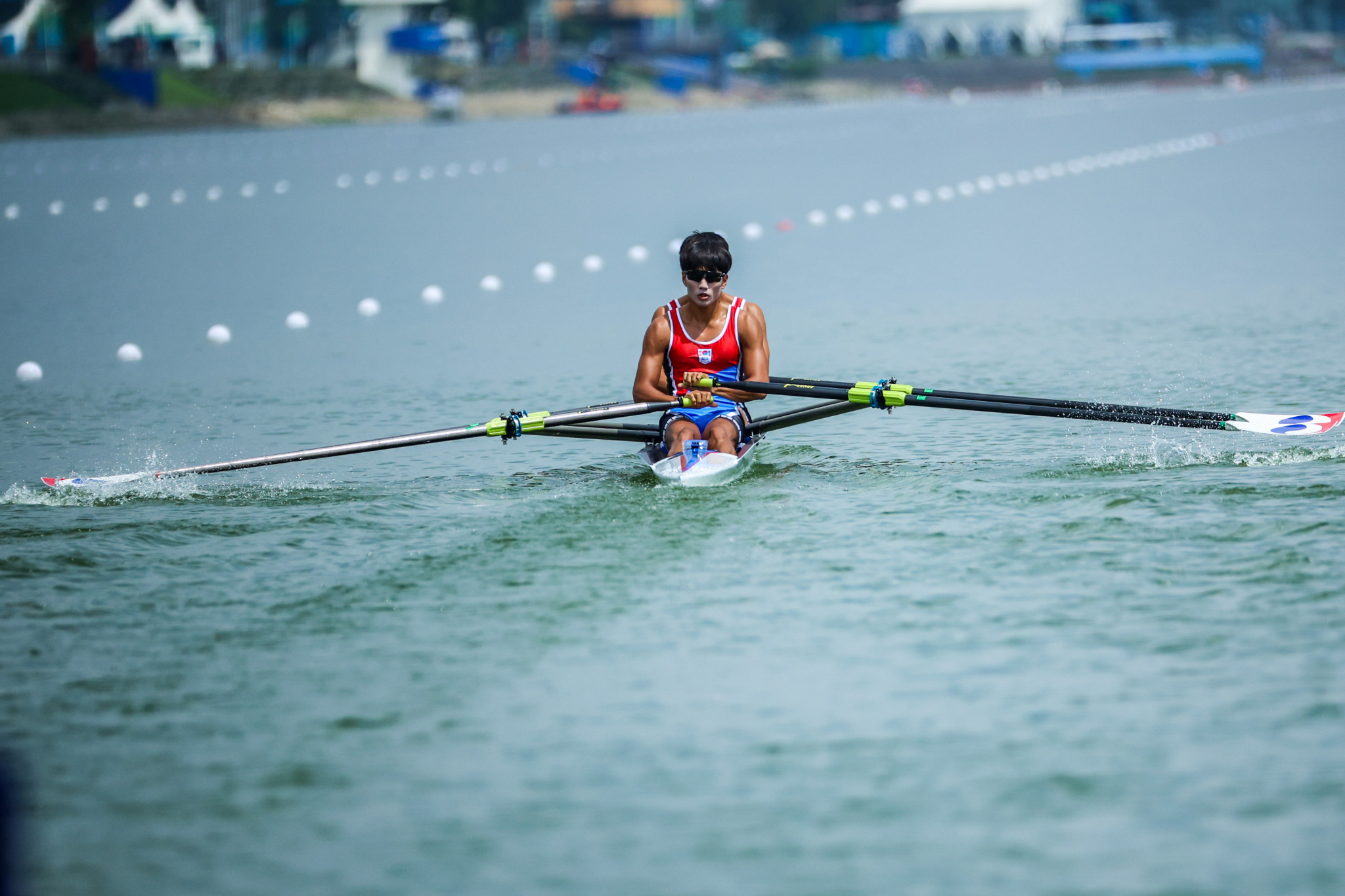 South Korean rowers in action as the heats began today in Chengdu ©Chengdu 2021