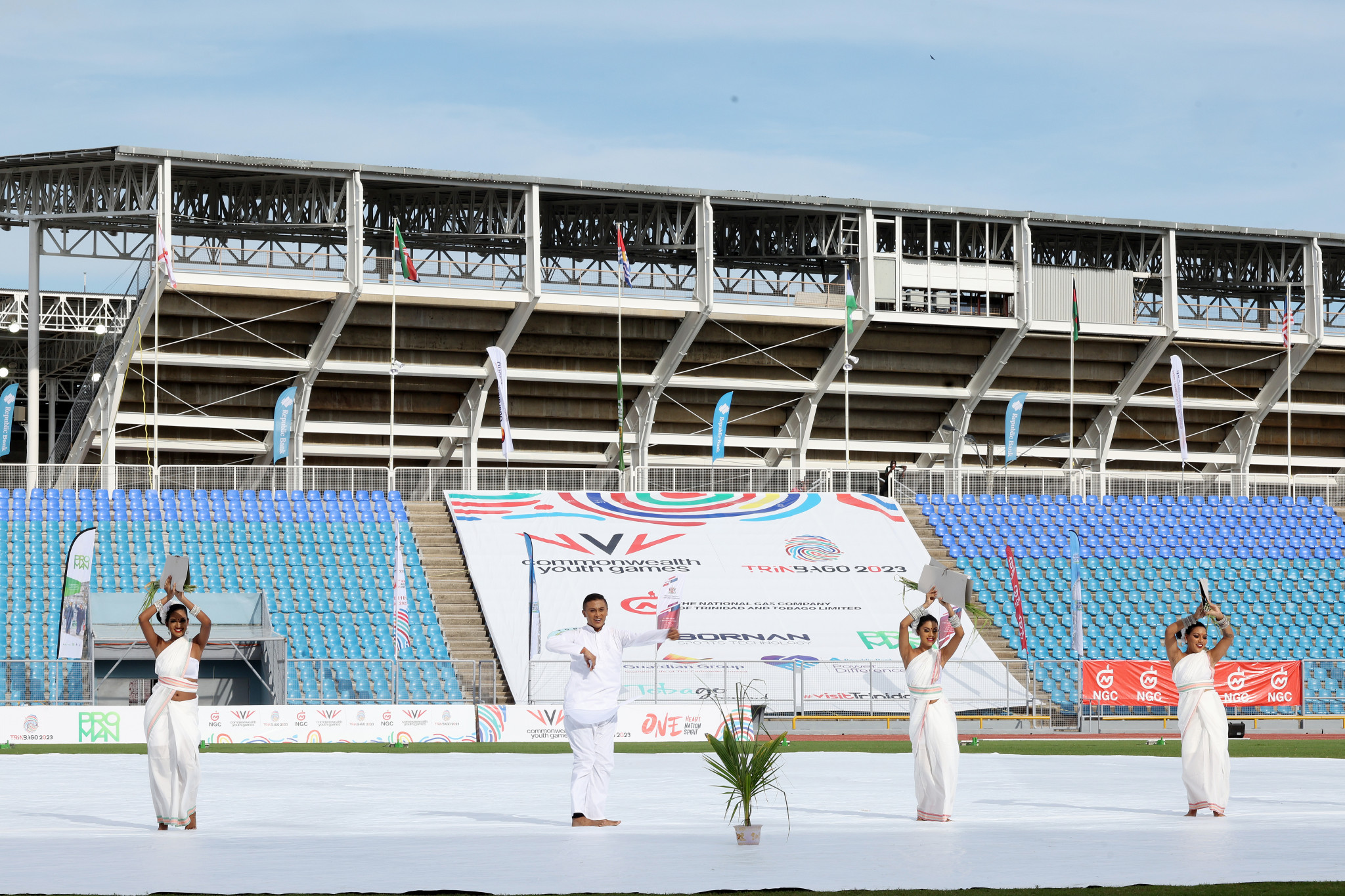 The Opening Ceremony was unusually staged entirely in daylight in Port of Spain ©Getty Images