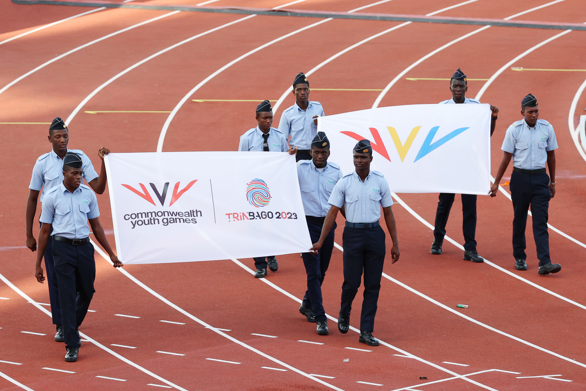 Flags for Trinbago 2023 and the Commonwealth Games Federation were paraded during the Opening Ceremony  ©Getty Images