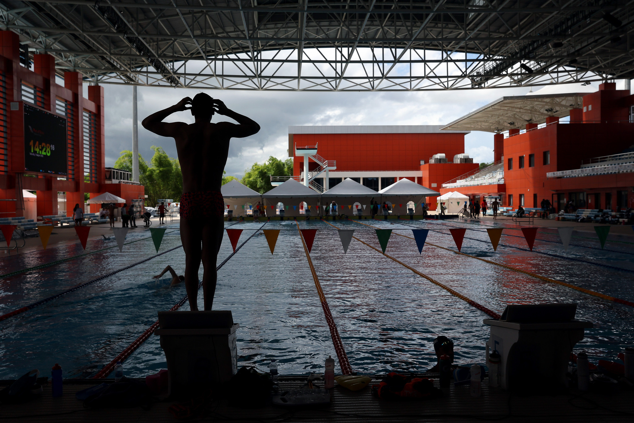 Swimming training was held today at the National Aquatic Centre prior to the start of competition tomorrow ©Getty Images