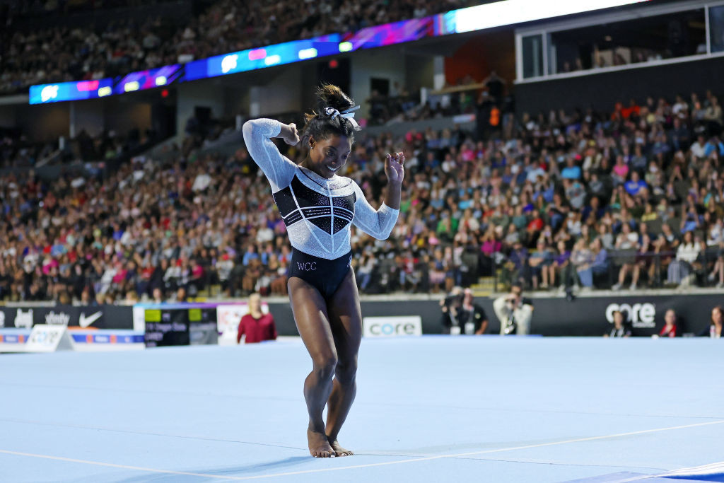 Four-time Olympic gold medallist Simone Biles revelled in competing in front of a packed crowd in Chicago on her return to competition ©Getty Images