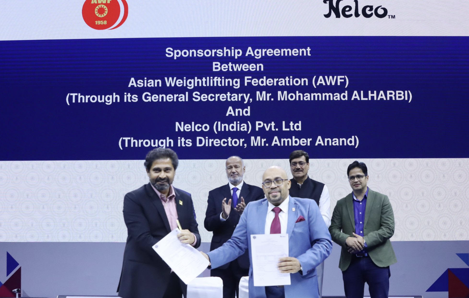 A sponsorship agreement between the AWF and Nelco was signed on the sidelines of the Asian Youth and Junior Championships ©AWF