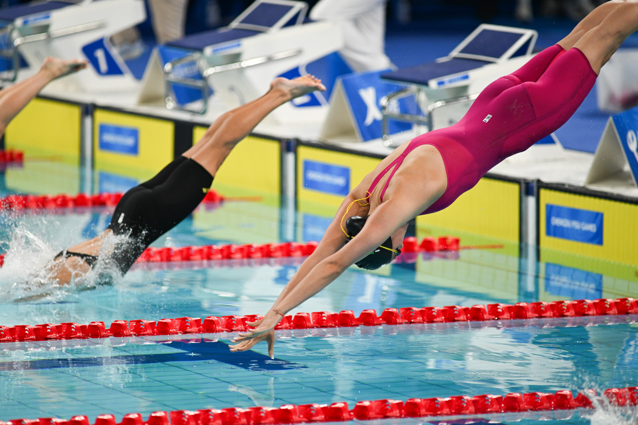 Swimming action from the women's 200 metres butterfly final ©Chengdu 2021