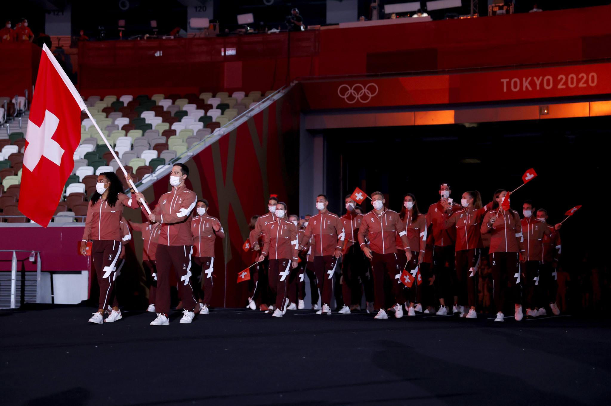 Switzerland's delegation, pictured here at the Opening Ceremony of Tokyo 2020, are set to travel to Paris 2024 with TGV Lyria following a new sponsorship deal ©Getty Images