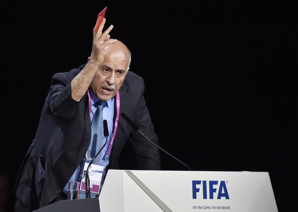Jibril Rajoub addressing the FIFA Congress during his speech today ©Getty Images