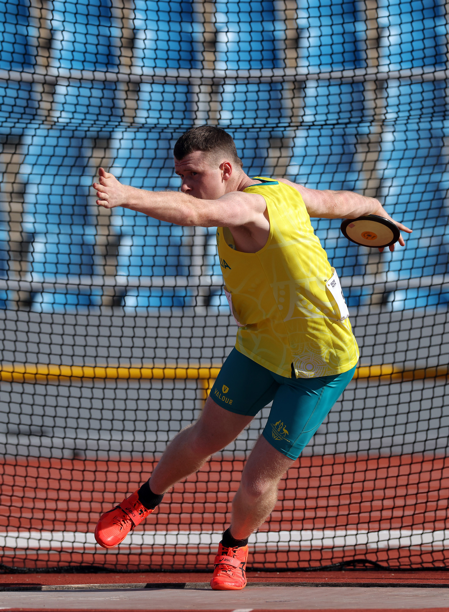 George Wells of Australia triumphed in the men's discus throw on the first day of athletics at the Hasley Crawford Stadium ©Getty Images