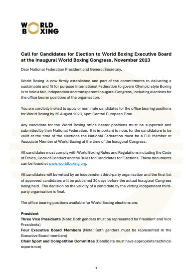 A deadline of August 25 has been set for candidates to apply to stand in this year's elections ©World Boxing