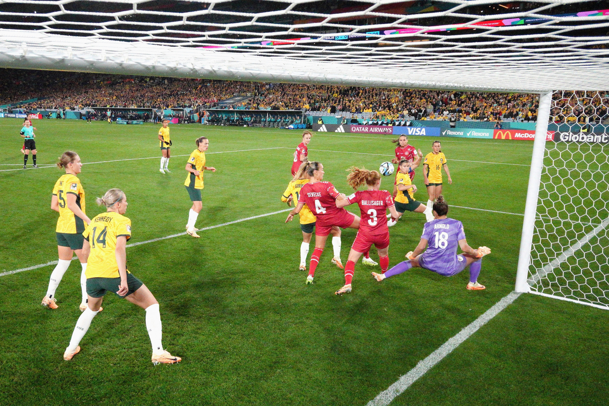 Australia beat Denmark 2-0 to reach the World Cup quarter-finals, where they will go on to face France ©Getty Images