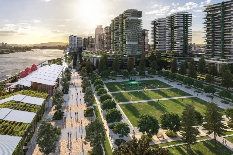 It is expected that the eco district in the Athletes' Village will adjoin the Brisbane river ©Queensland State Government