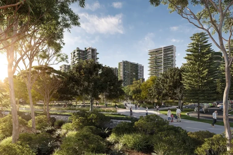 An artists impression of how the eco district in the Olympic Village could look ©Queensland State Government