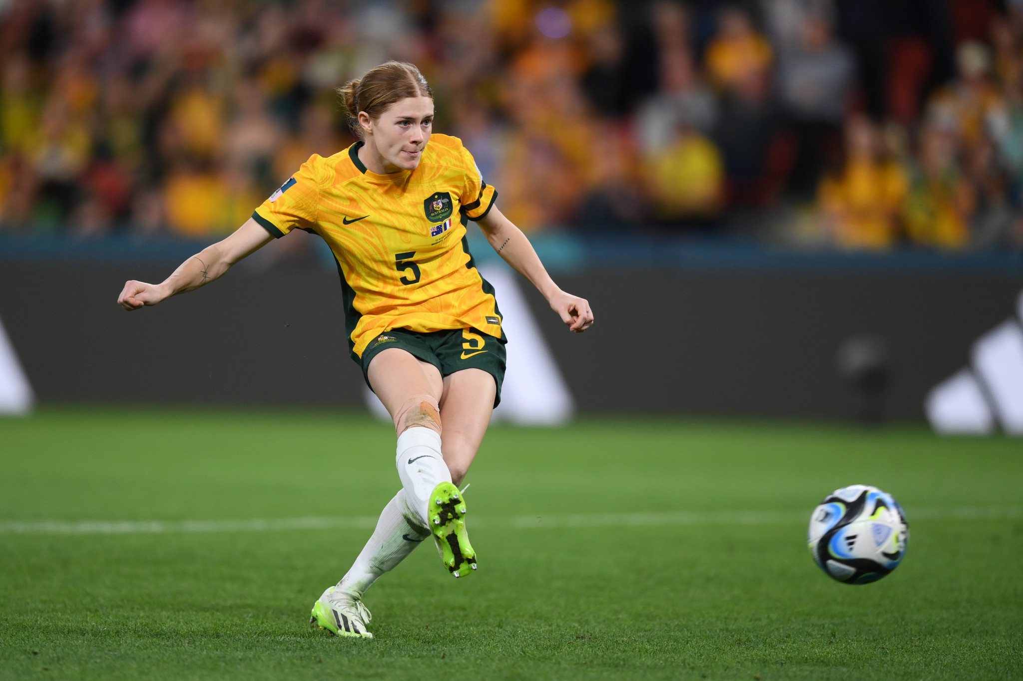 Cortnee Vine confidently slotted home Australia's 10th penalty of the shootout as they became the first hosts for 20 years to reach the FIFA Women's World Cup sem-finals ©Getty Images