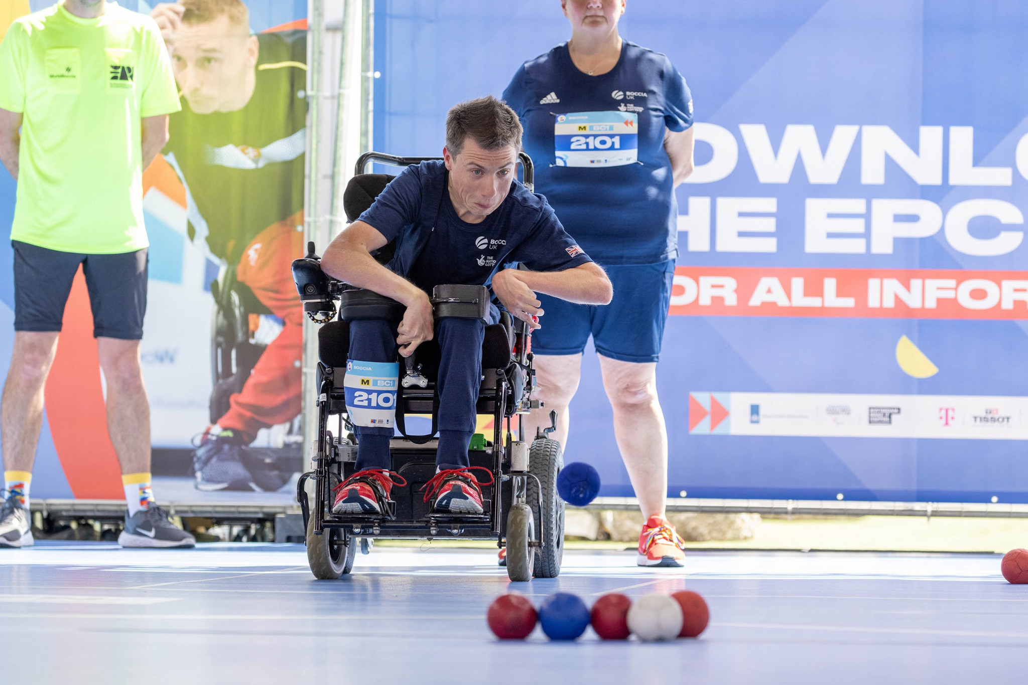 Three-time Paralympic champion David Smith of Britain was defeated by home favourite Daniel Perez in the men’s BC1 final ©EPC