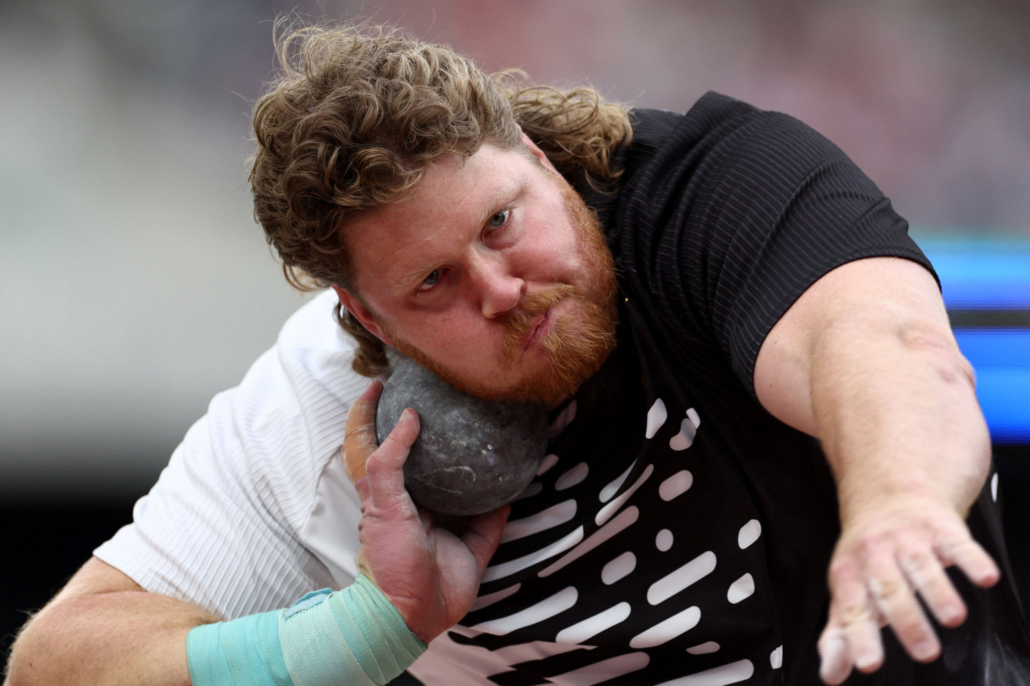 American shot putter Ryan Crouser is among the athletes that Sebastian Coe is looking forward to seeing in action at the World Athletics Championships in Budapest ©Getty Images
