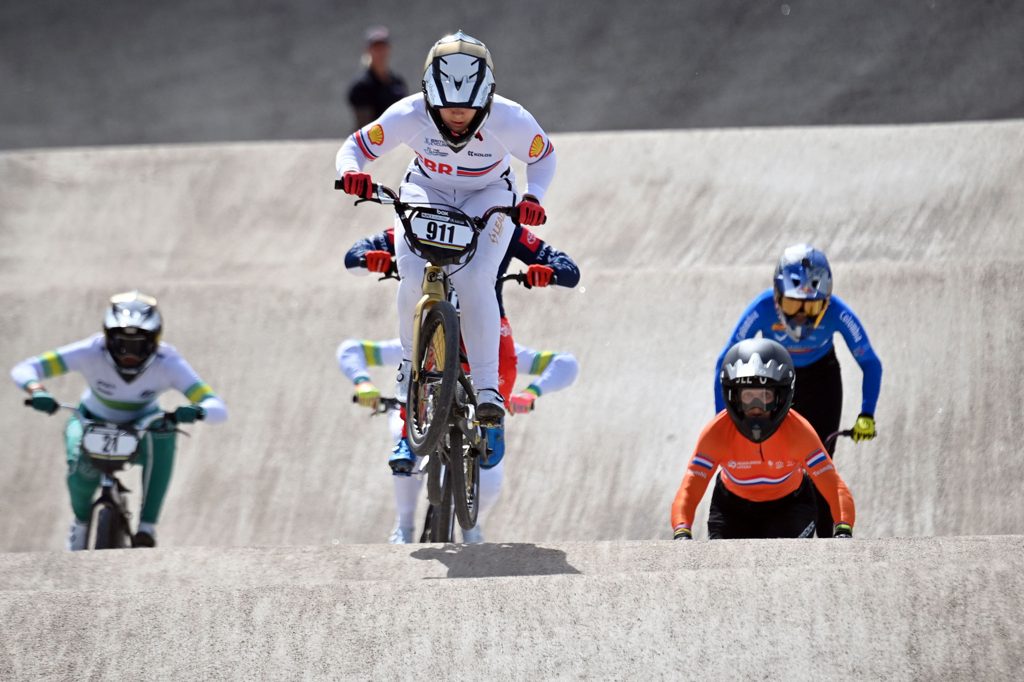 Bethany Shriever triumphed in the women's BMX racing final with the support of the home crowd ©Getty Images