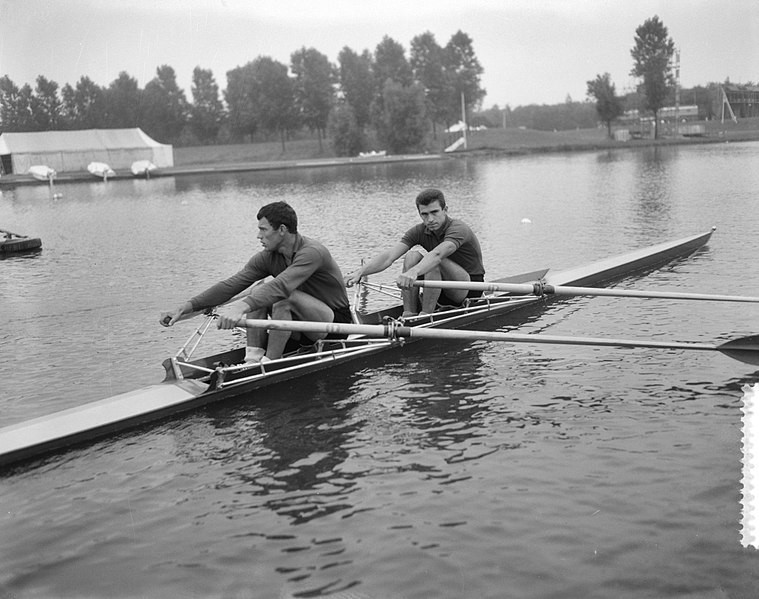 Oleg Tyurin and Boris Dobrovsky in training before they won the 1964 European Championships double sculls and went on to take Olympic Gold ©Dutch National Archive