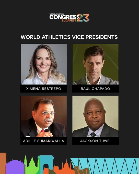 There will be three new World Athletics vice-presidents after only Ximena Restrepo retained her position at today's Congress ©World Athletics