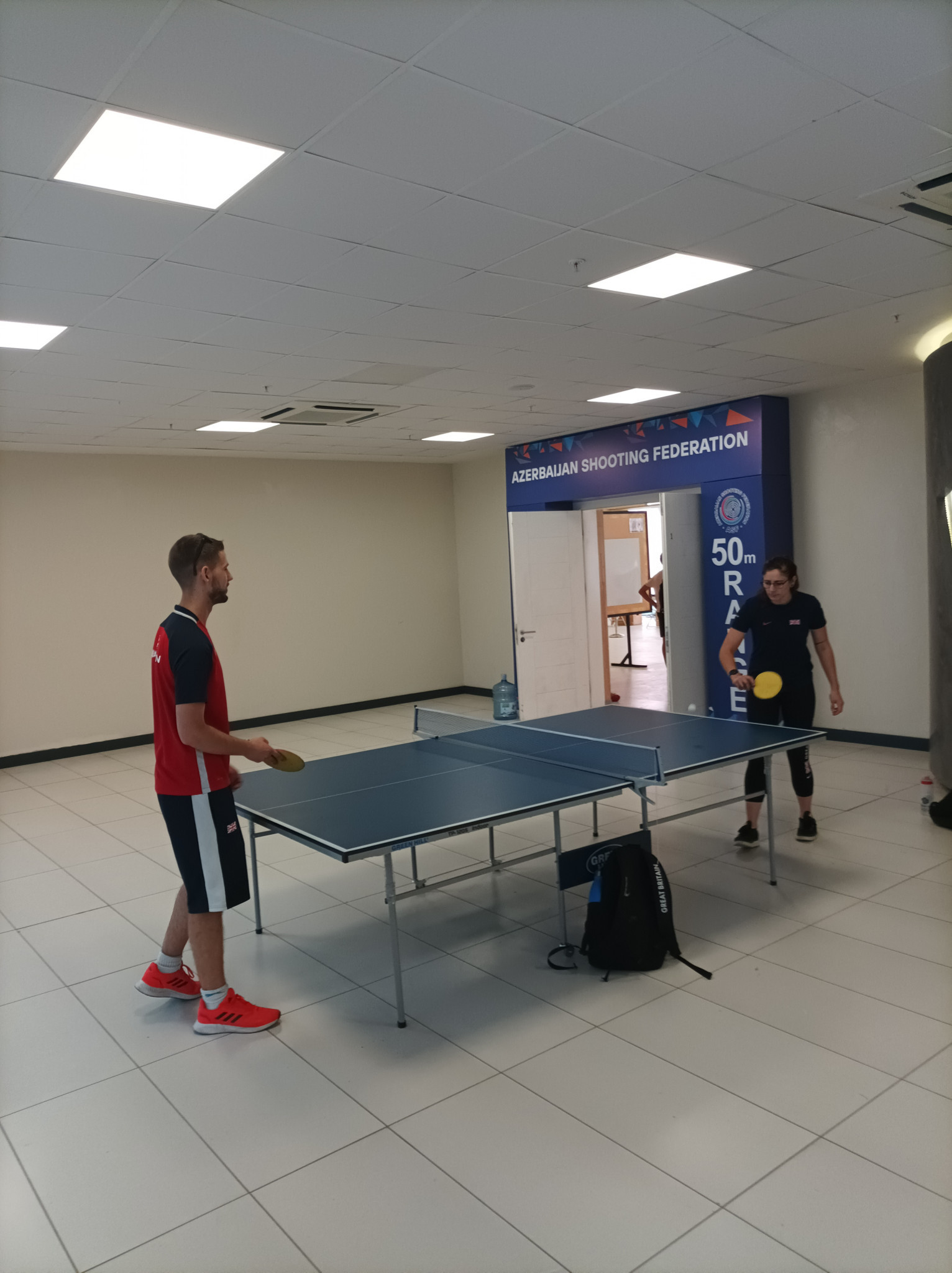 Competitors from Britain relax with a game of table tennis ©ITG