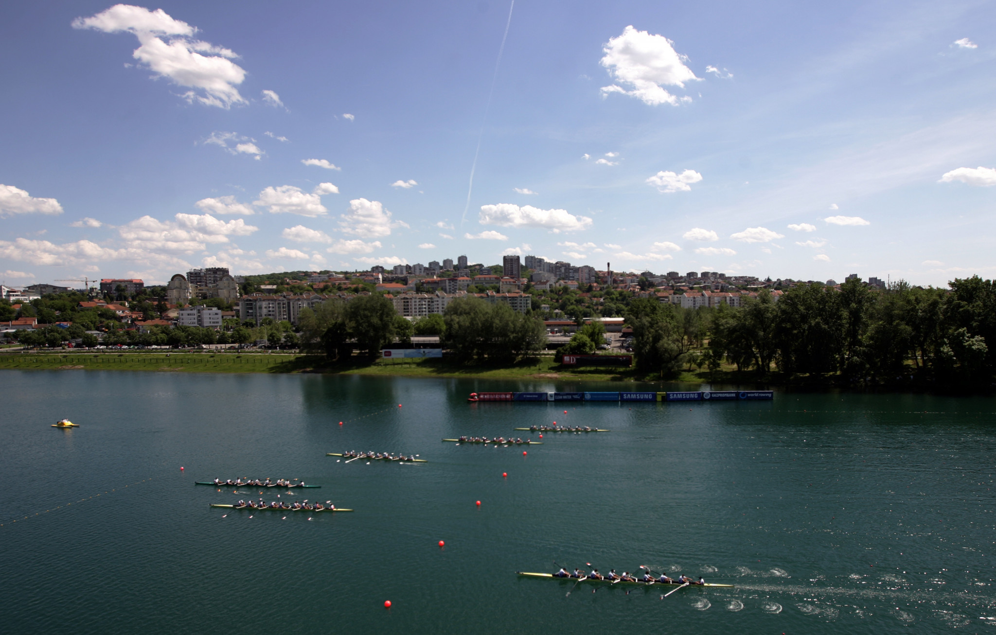 The River Sava in Belgrade is set to host the next World Rowing Championships, which will see athletes qualify for the Paris 2024 Olympic Games ©Getty Images