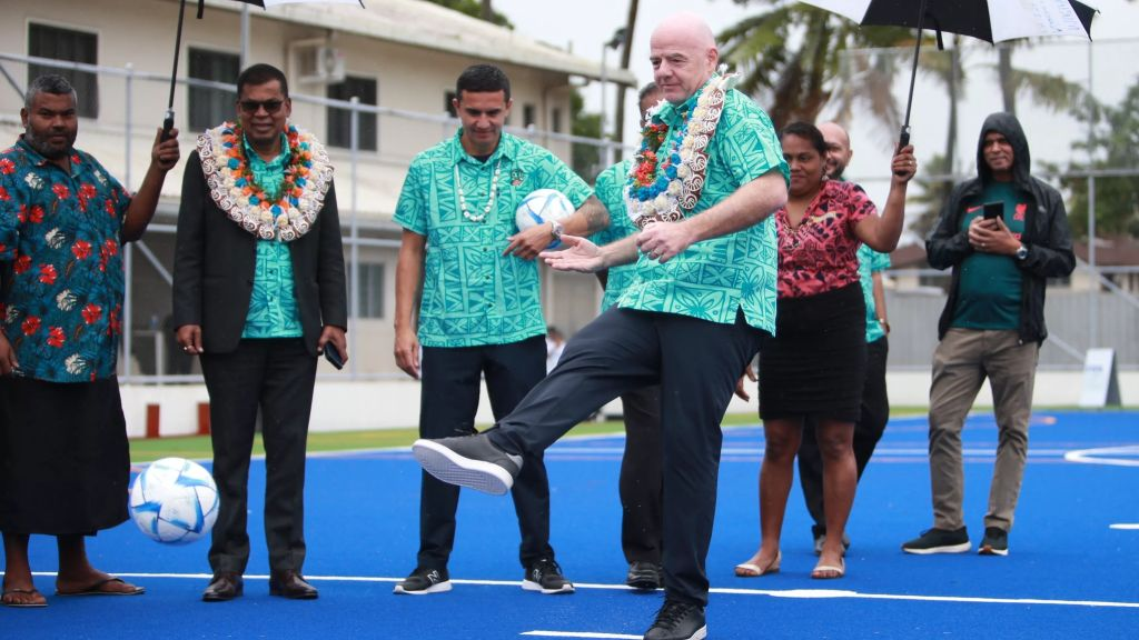 It is estimated that Gianni Infantino has travelled 40,000 kilometres on a private jet visiting countries in the Pacific ©OFC